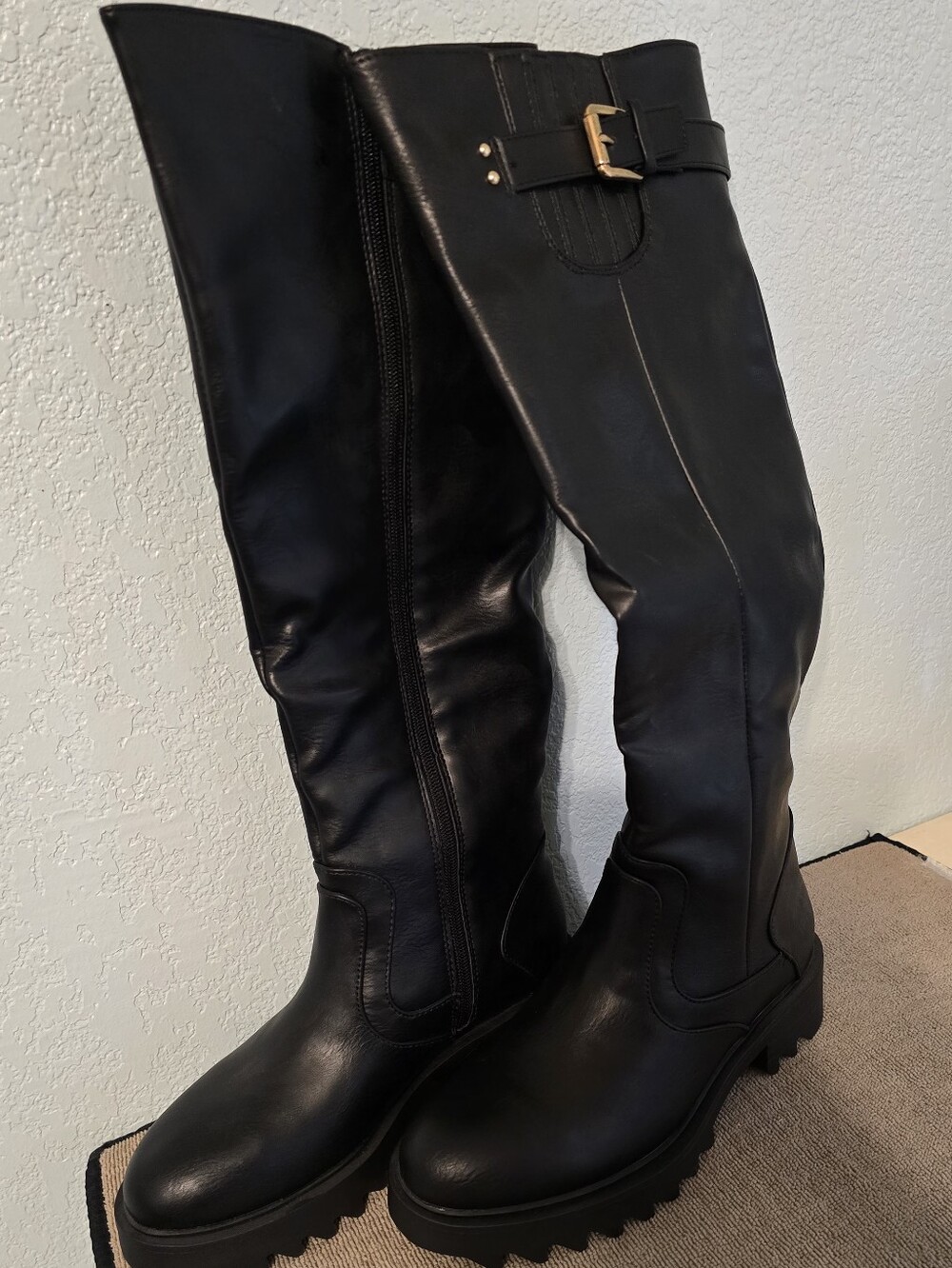 NWOT Black Women's Tall Buckle  Boots